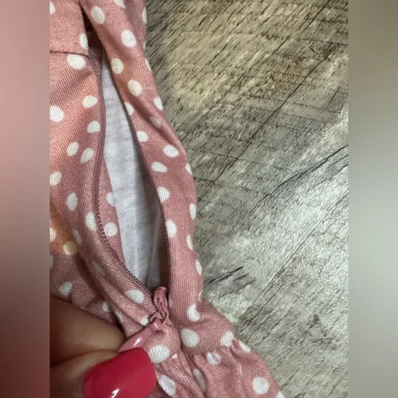 Yathon size SMALL pink/white polka dot midi sundress, straps adjust, zip side - Picture 7 of 15